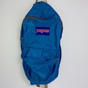 Rare Vintage Jansport Nylon Blue and Tan Backpack 80s 90s